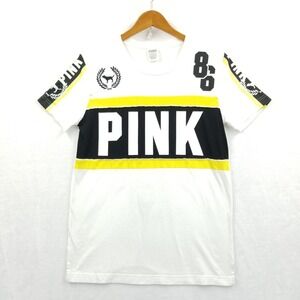 Vintage Victoria Secret Pink Campus T Shirt Women XS White Embroidered‎ Dog Top